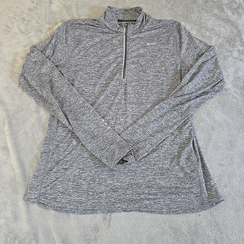 Nike Shirt Womens Large Gray Running 1/4 Zip Longsleeve Activewear Sportswear